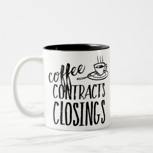 Kaffeeverträge Abschlüsse Immobilienmakler Zweifarbige Tasse