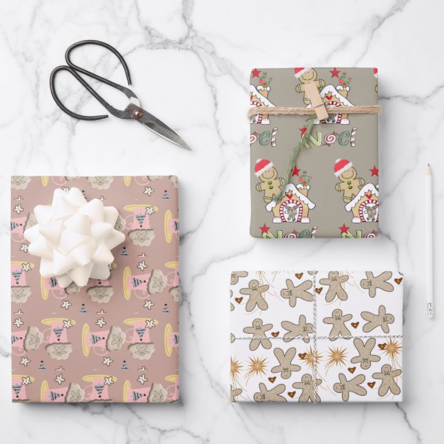 KaffeeWeihnachtsblätter Wrapping Paper Lebkuchen Geschenkpapier Set (Vorderseite)