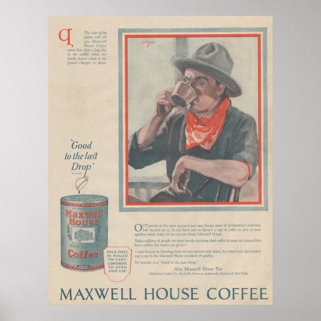 Kaffeewerbung in den 1920er Jahren Poster (Vorne)