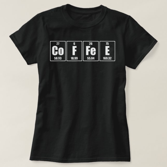 Kaffeewissenschaftselement - Periodischer Kaffeeti T-Shirt (Design vorne)