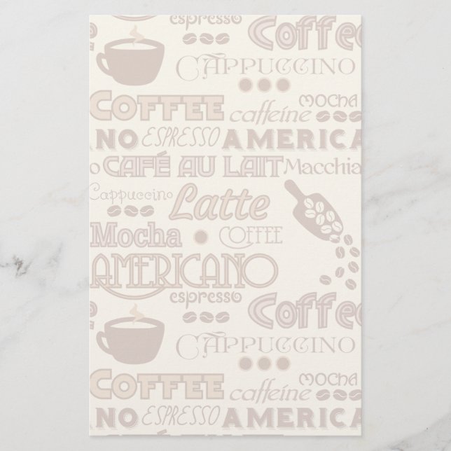 Kaffeewörter Briefpapier (Vorderseite)