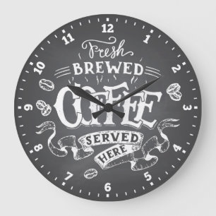 Kaffeezeit Decorationswand Große Wanduhr