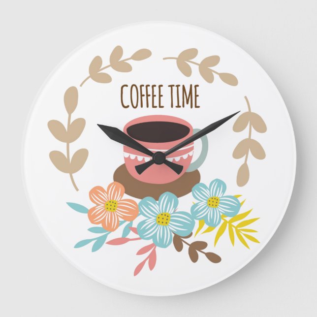 Kaffeezeit Große Wanduhr (Vorderseite)