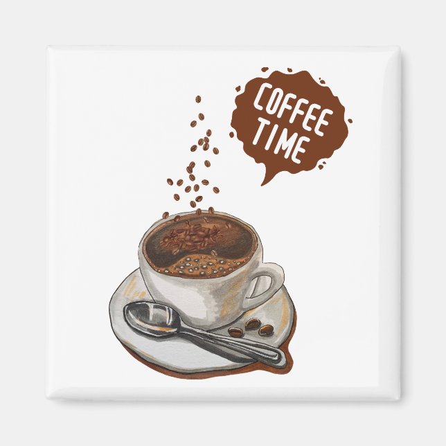 Kaffeezeit Klassische Kunst für Kaffeeliebhaber Br Magnet (Vorne)