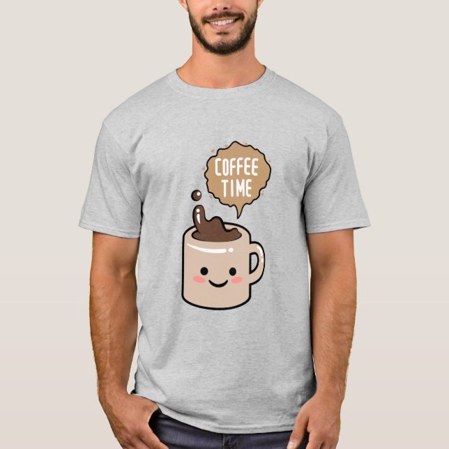 Kaffeezeit lustiger Kawaii-Kaffee T-Shirt (Vorderseite)