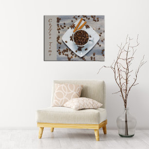 Kaffeezeit mit Bohnen und Becher Foto Fine Art Poster