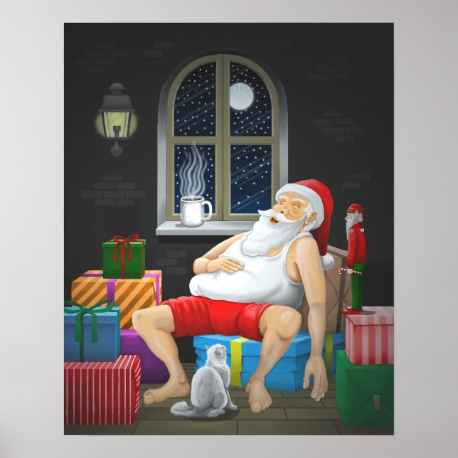Kaffeezeit mit dem Weihnachtsmann Poster (Vorne)