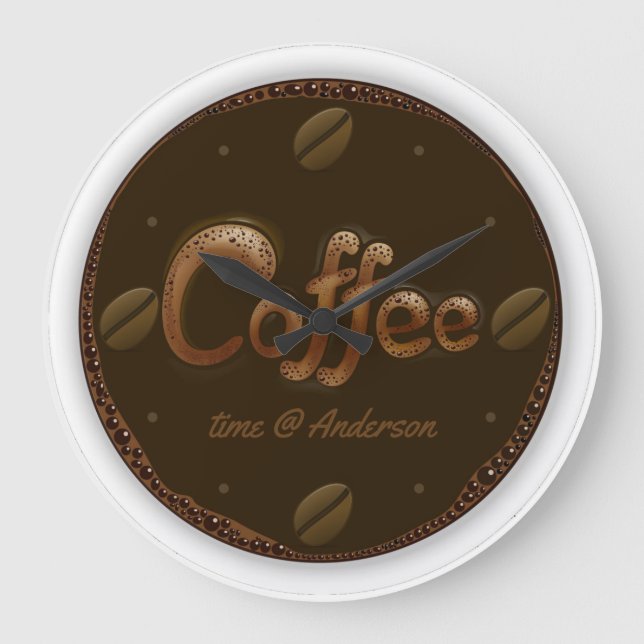 Kaffeezeit Personalisiert Große Wanduhr (Vorderseite)