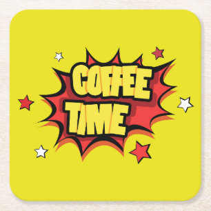 Kaffeezeit Platsch Rechteckiger Pappuntersetzer