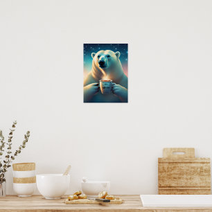 Kaffeezeit Polar Bären Wanddekor Poster