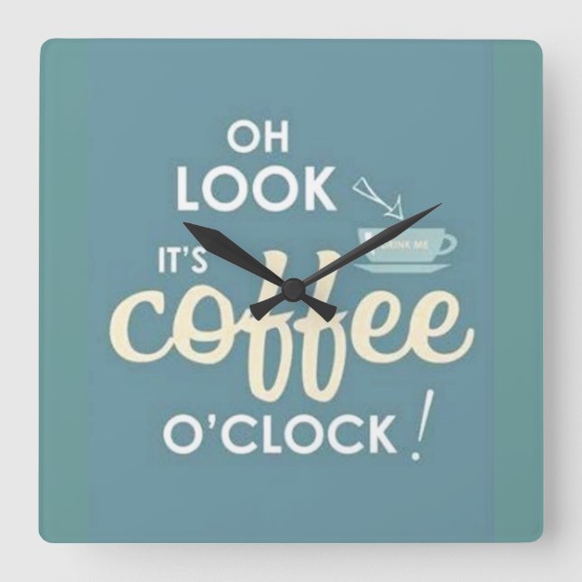 Kaffeezeit Quadratische Wanduhr (Vorderseite)