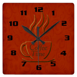 Kaffeezeit Schöne Küche Quadratische Wanduhr