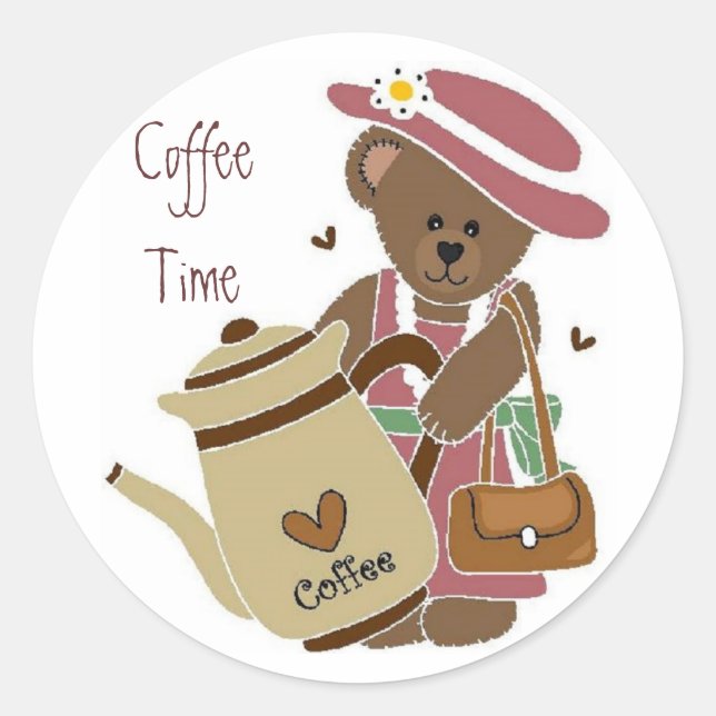 Kaffeezeitaufkleber Runder Aufkleber (Vorderseite)