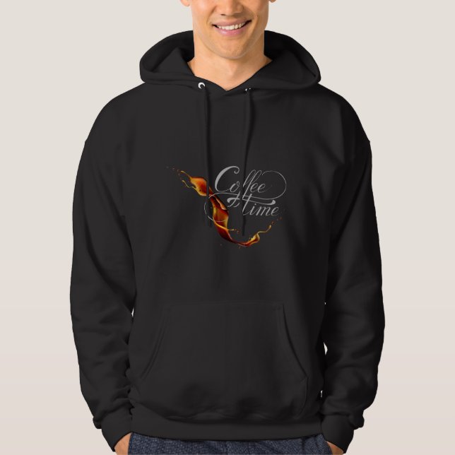 Kaffeezeitkalligraphie & Splash Stream Kaffee Hoodie (Vorderseite)