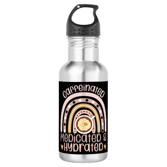 Kaffeinierte, medikierte Regenbogenknurse Edelstahlflasche (Vorderseite)