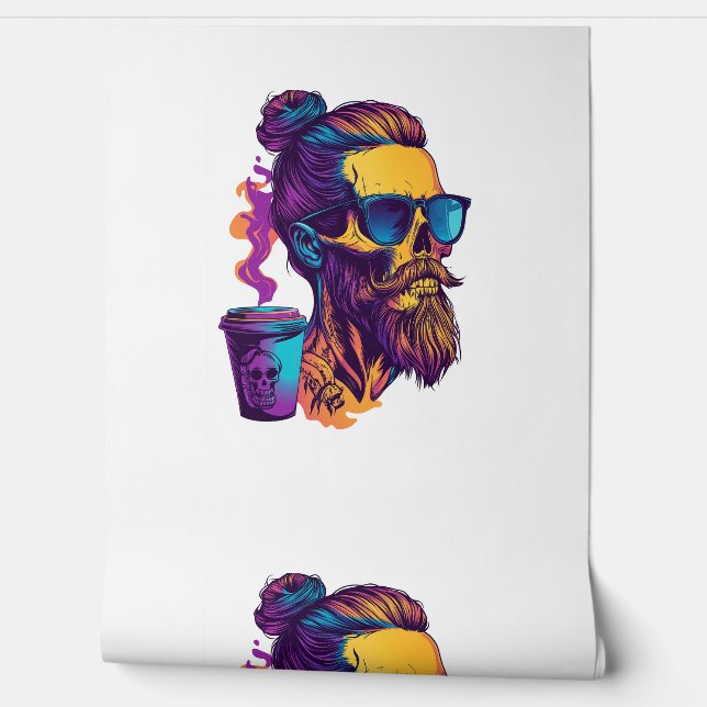 Kaffeinierter Schädel - Funny Barista Skeleton Tapete (Abrollen)
