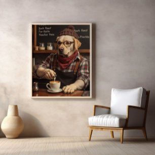 Kaffeinine in gemütlicher Flanelle Poster