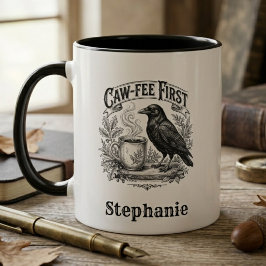 Kaffeinsüchtiger Lustiger Rabe Gothic-Vogel Kunstg Tasse