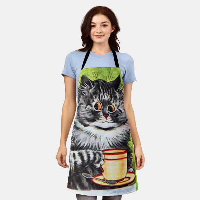 KAFFEKATZE LOUIS WAIN ART RETRO KÜCHE SCHÜRZE (Getragen)