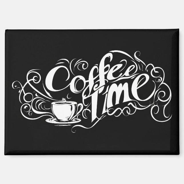 Kaffezeit Abstrakter Slogan Magnet (Vorderseite)