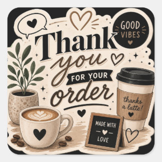 Kaffezeit Quadratischer Aufkleber