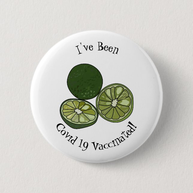 Kaffir-Lime-Kartoonillustration Button (Vorderseite)