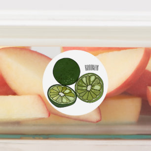 Kaffir Limon Cartoon Illustration Etiketten