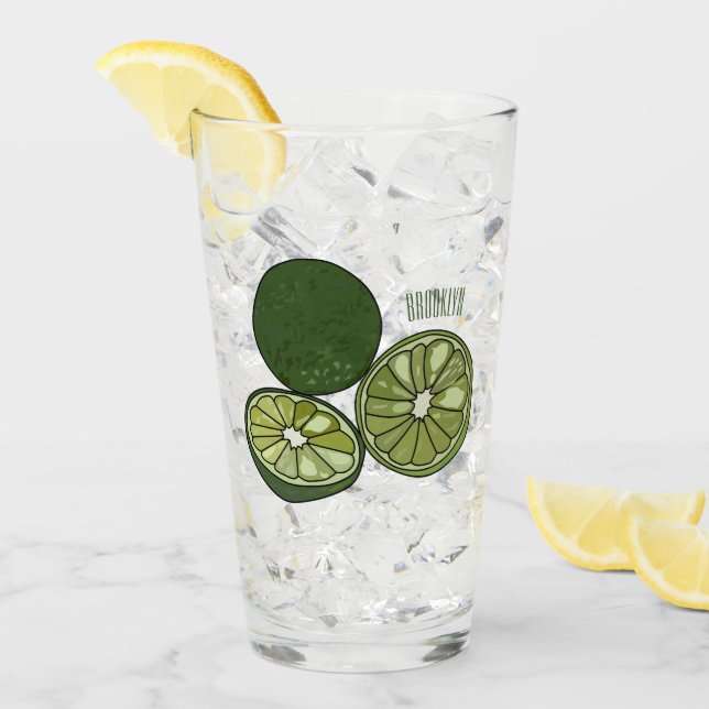 Kaffir Limon Cartoon Illustration Glas (Vorderseite Ice)