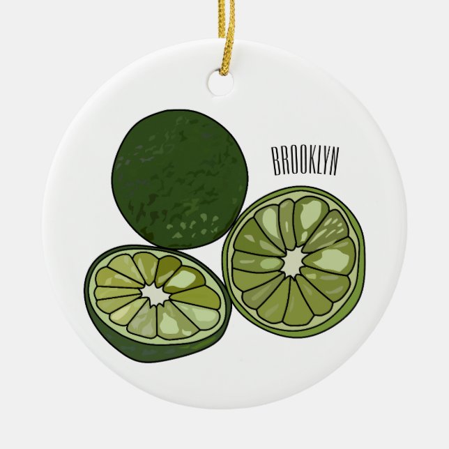 Kaffir Limon Cartoon Illustration Keramik Ornament (Vorne)
