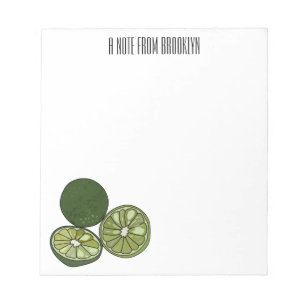 Kaffir Limon Cartoon Illustration Notizblock
