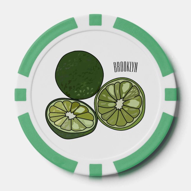 Kaffir Limon Cartoon Illustration Pokerchips (Vorderseite)