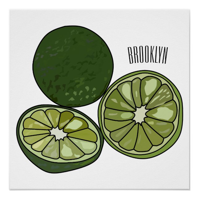 Kaffir Limon Cartoon Illustration Poster (Vorderseite)