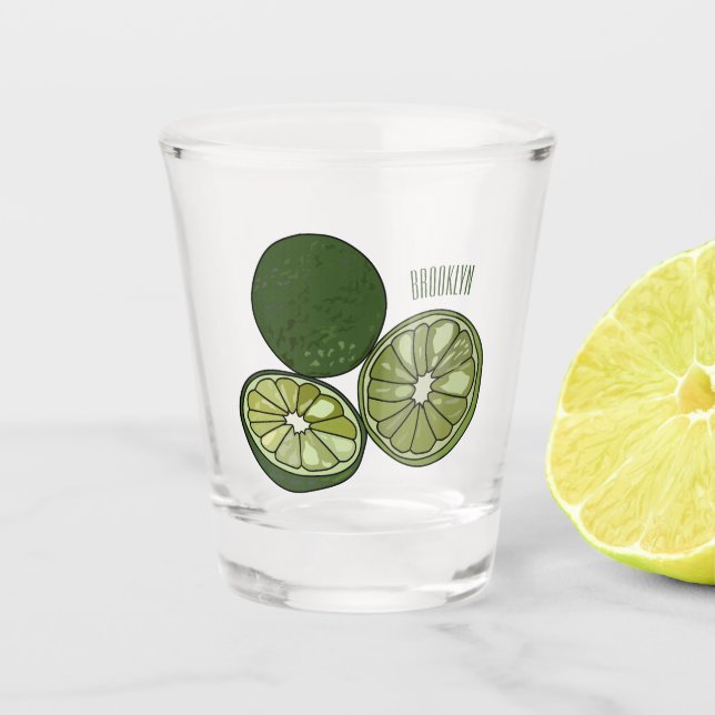 Kaffir Limon Cartoon Illustration Schnapsglas (Vorderseite)