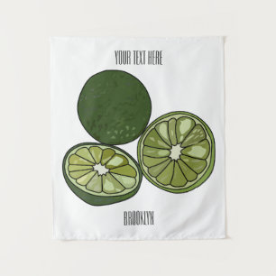Kaffir Limon Cartoon Illustration Wandteppich
