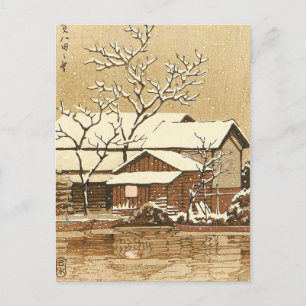Kaga im Schnee orientalische japanische Winterland Postkarte