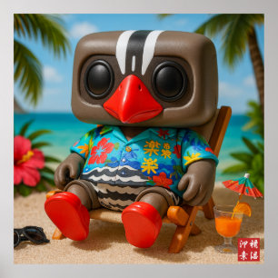 Kagu RakuRaku am Strand Poster