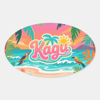 Kagu Tropical Ovaler Aufkleber