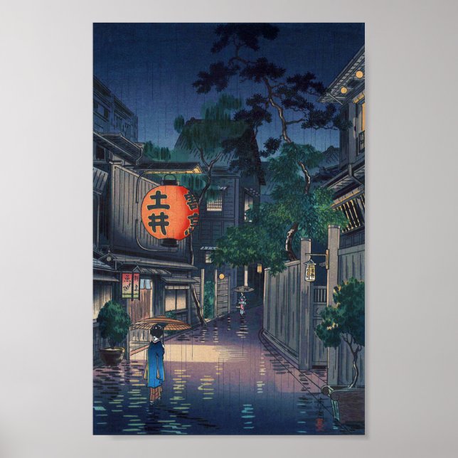 Kagurazaka im Regen, Tsuchiya Koitsu, Holzschnitt Poster (Vorne)