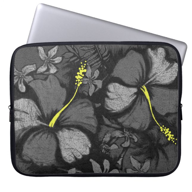 Kahala Hibiskus Hawaiian Lava Rock Illustration Laptopschutzhülle (Vorderseite)