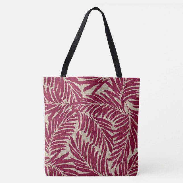 Kahanu Palms Hawaiian Linen Texture Beach Bag (Vorderseite)