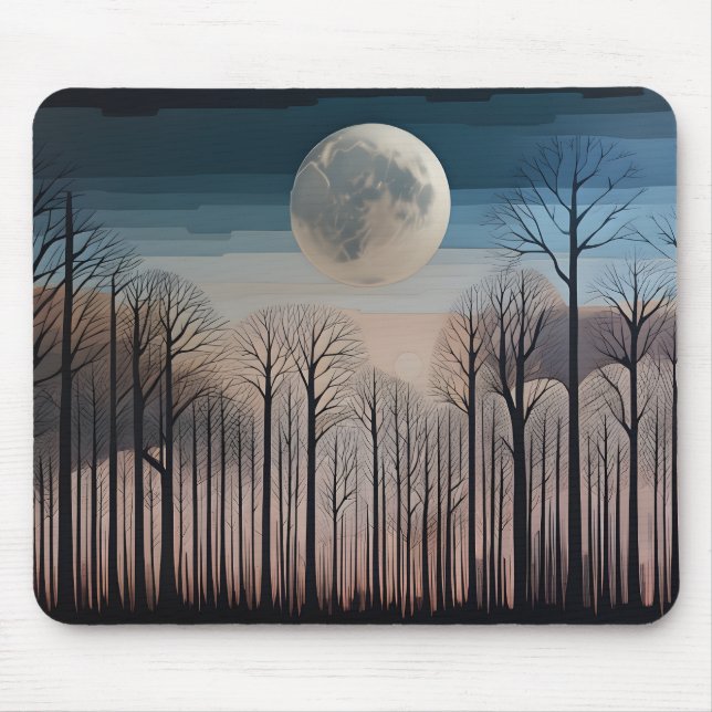 Kahle Bäume und der Mond Mousepad (Vorne)