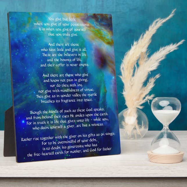 Kahlil Gibran über das Geschenken Fotoplatte (Seite)