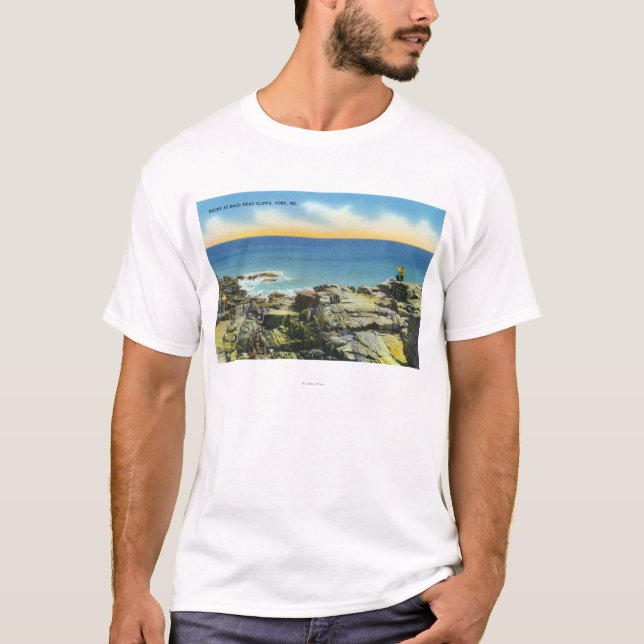 Kahlkopf-Klippen-Ansicht der Felsen und der T-Shirt (Vorderseite)