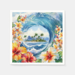 Kai Aloha Hibiskus Wasserfarbene Wave Serviette