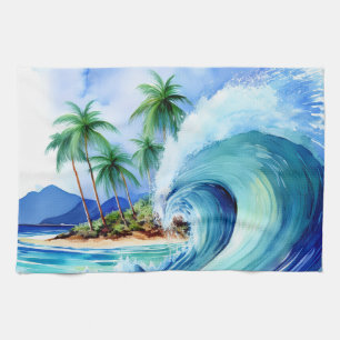 Kai Aloha Insel Wasserfarbenwelle Geschirrtuch
