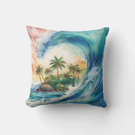 Kai Aloha Motu Watercolor Wave Kissen