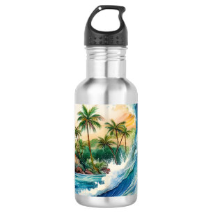 Kai Aloha Motu Watercolor-Welle Edelstahlflasche
