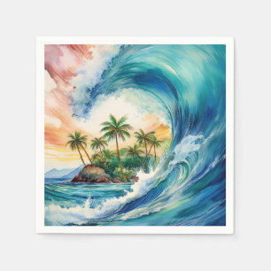 Kai Aloha Motu Watercolor-Welle Serviette