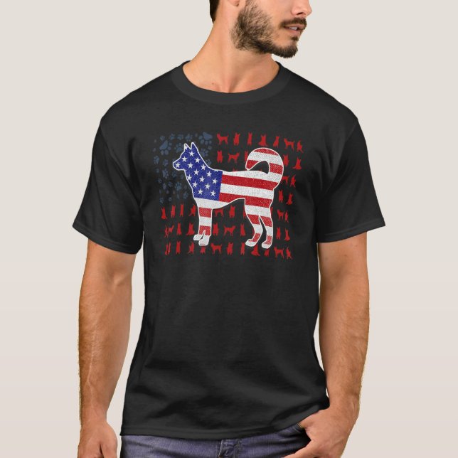Kai Ken American Flag 4. Juli für Männer Frauen T-Shirt (Vorderseite)