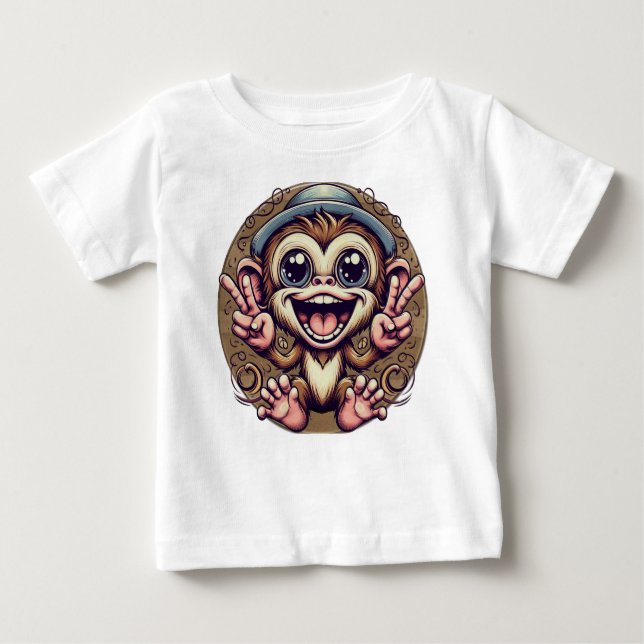 Kai the Peace Monkey Baby Tee - Boys Chill Vibes (Vorderseite)